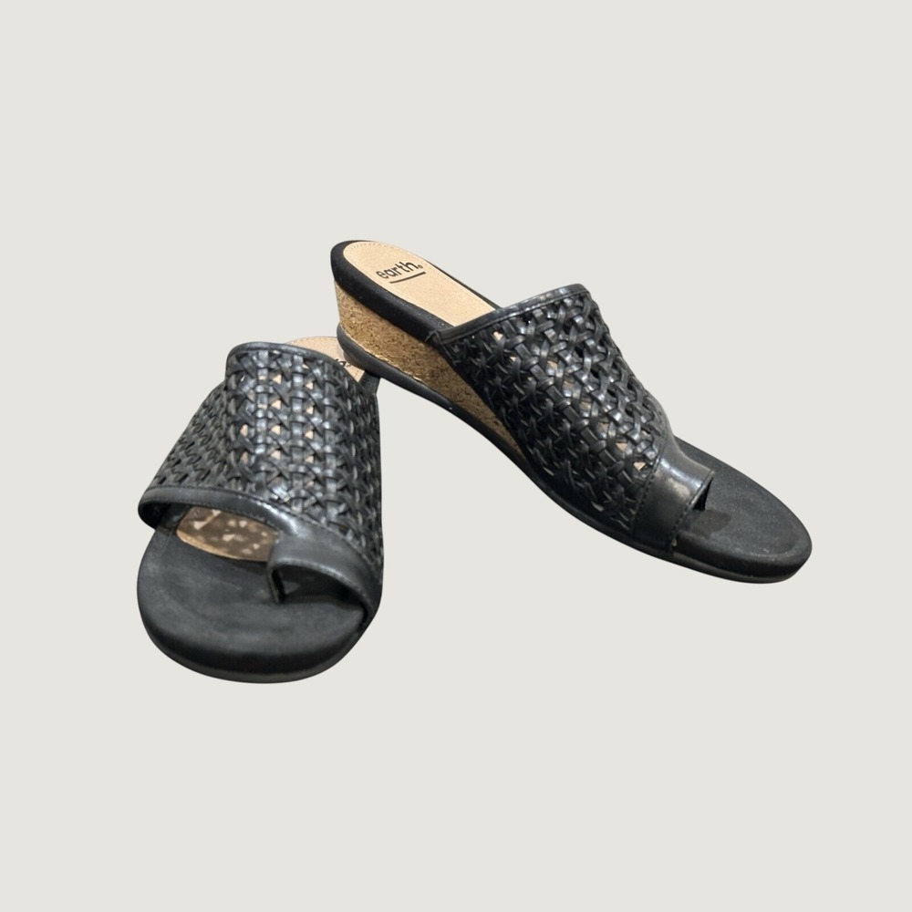 Earth Black Woven Slide‎ Sandals Women's Size 9 Slip-On